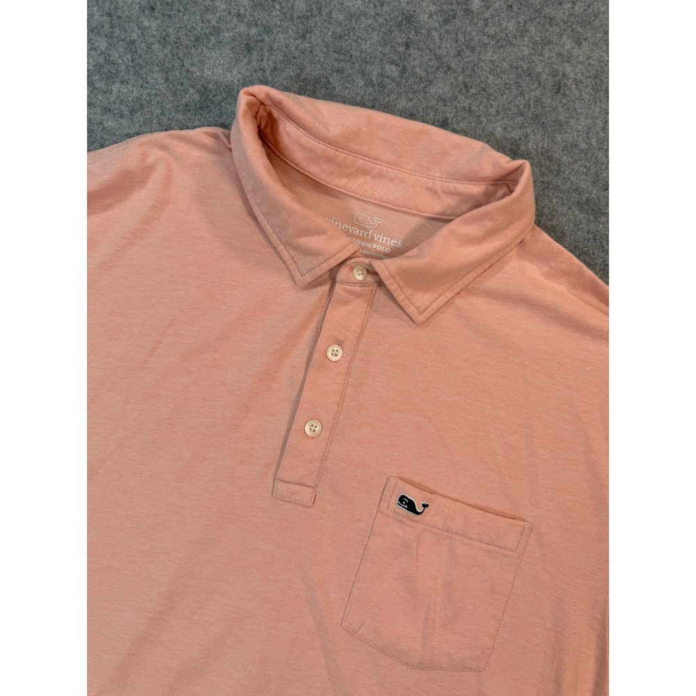 Vineyard Vines Mens Edgartown Polo Shirt XL Peach Pima Cotton Blend Short Sleeve